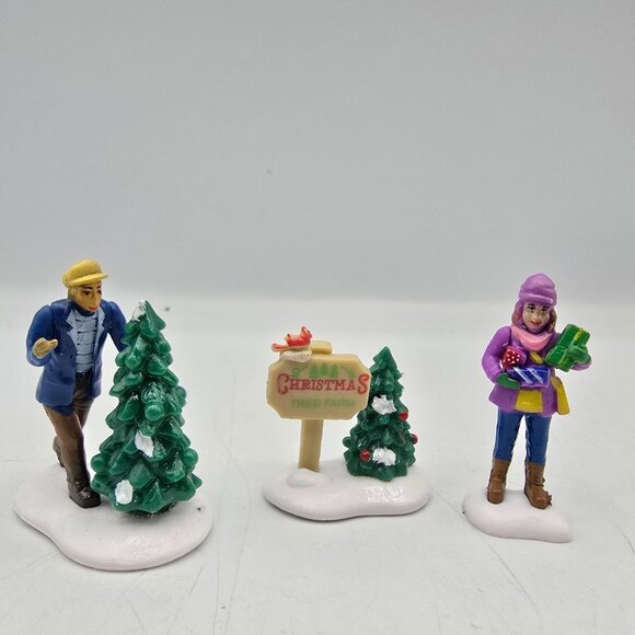 Cobblestone Corners Christmas Village People Figurines Shopping Christmas Tree - Picture 4 of 6